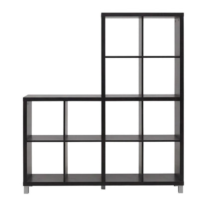 Dark Brown Cube Shelving Unit With Faux Wood Grain Finish For Storage