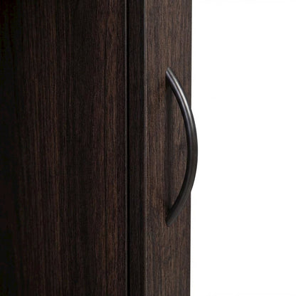 Dark Brown Sideboard Storage Cabinet With Glass Doors For Contemporary Living