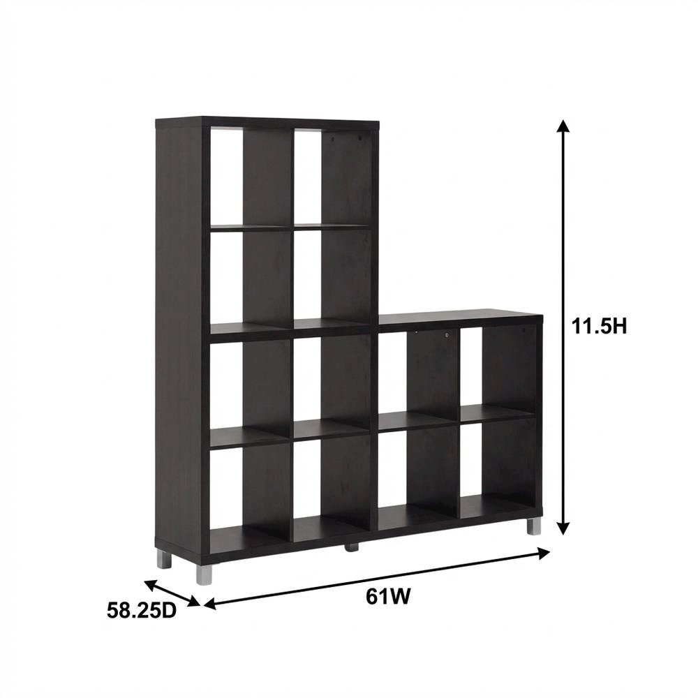 Dark Brown Cube Shelving Unit With Faux Wood Grain Finish For Storage