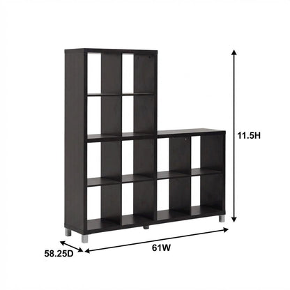 Dark Brown Cube Shelving Unit With Faux Wood Grain Finish For Storage