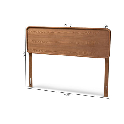 Mid-Century Walnut Brown Finished Wood King Headboard with Sleek Design