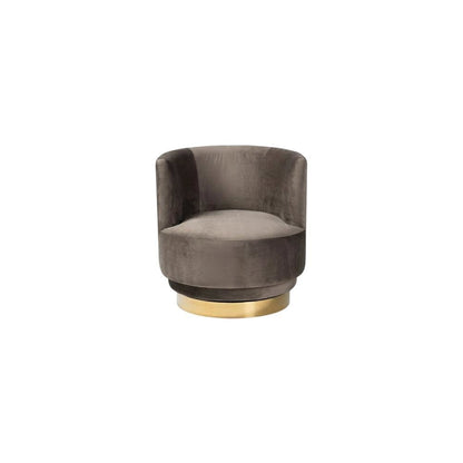 Glam Grey Velvet Accent Chair with Swivel Function and Gold Finish