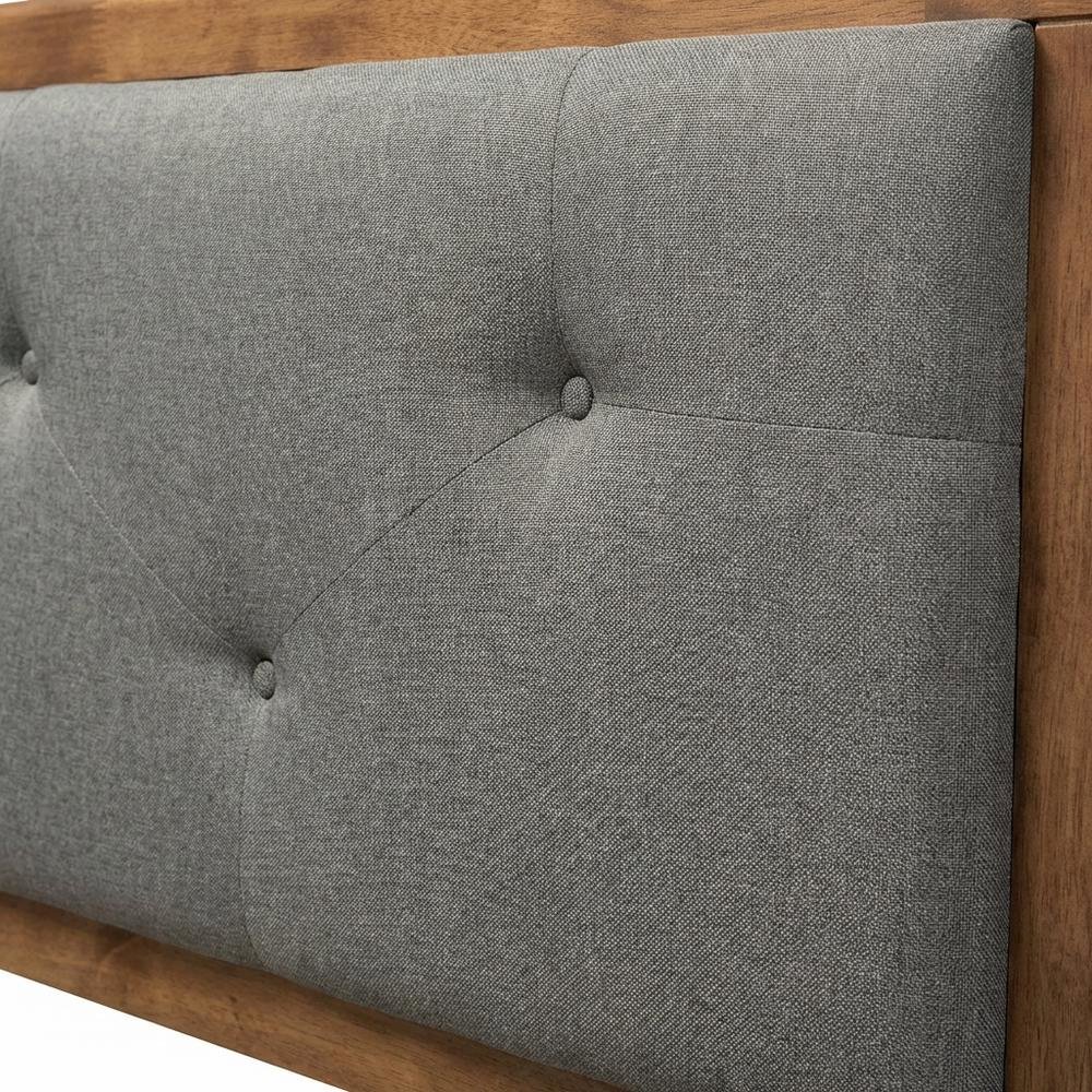 Walnut Brown Queen Headboard with Button Tufted Foam and Rubberwood Frame