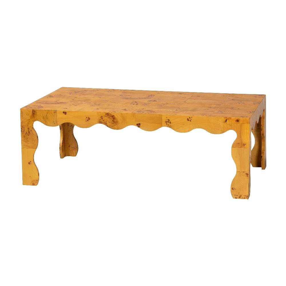 Organic Burl Wood Coffee Table with Light Mappa Legs and Modern Design