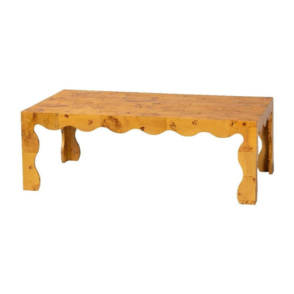 Organic Burl Wood Coffee Table with Light Mappa Legs and Modern Design