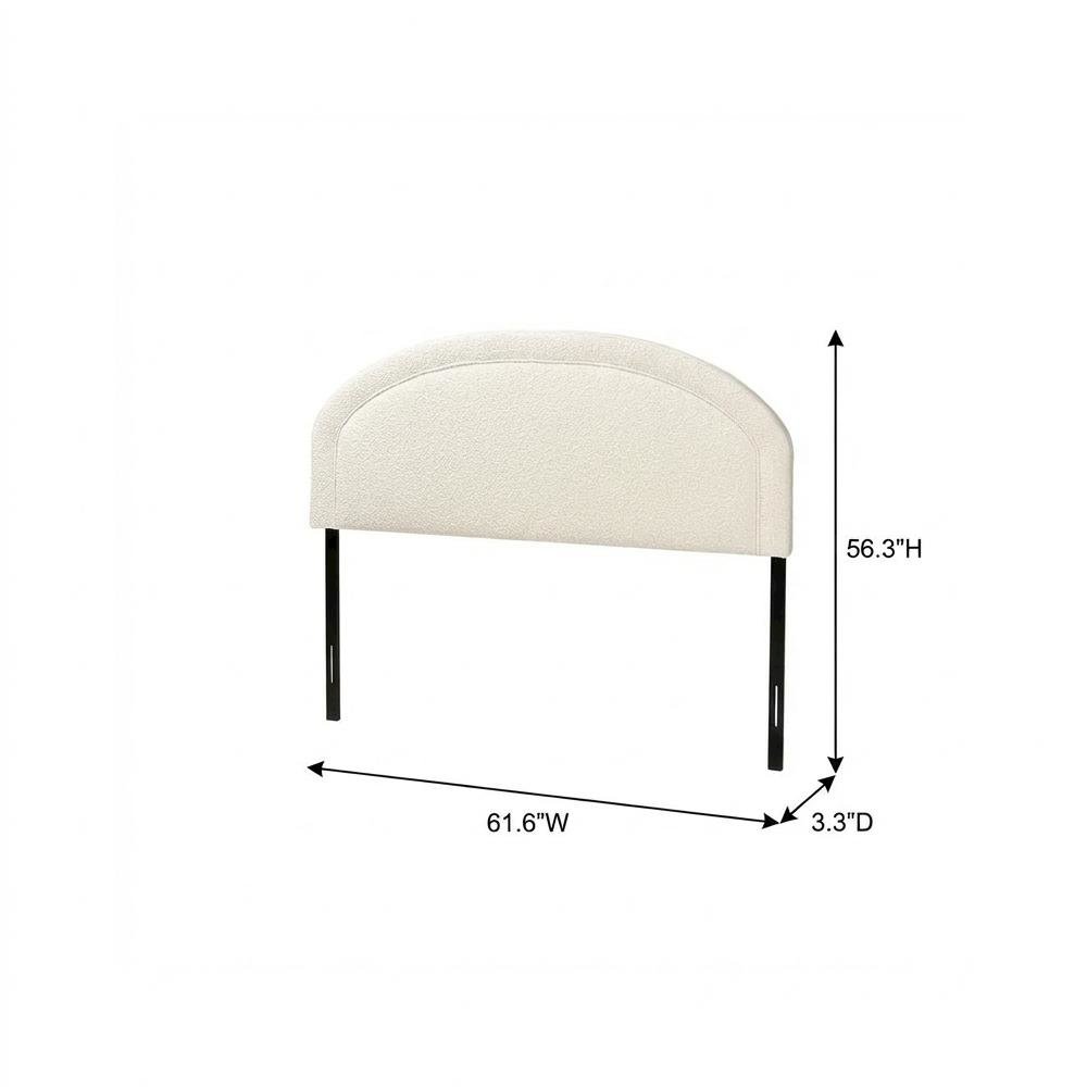 Cream Boucle Fabric Queen Headboard with Foam Padding and Plywood Frame