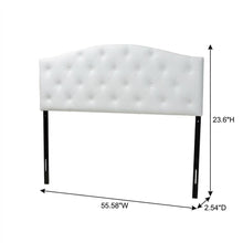 White Faux Leather Headboard, Full Size, Upholstered Button-Tufted, Scalloped