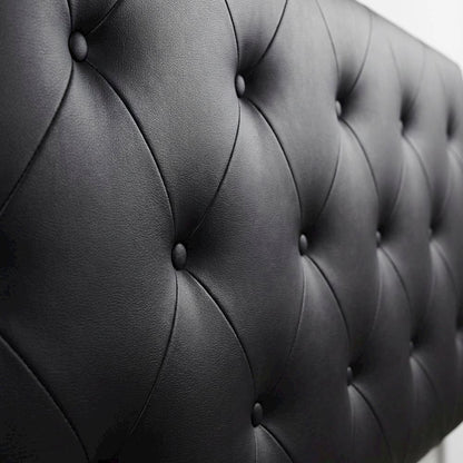 Black Faux Leather Queen Upholstered Headboard with Foam Padding and Wood Frame