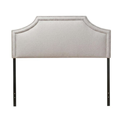 Grayish Beige Upholstered Headboard, Foam Padding, MDF Frame for Full Size Bed