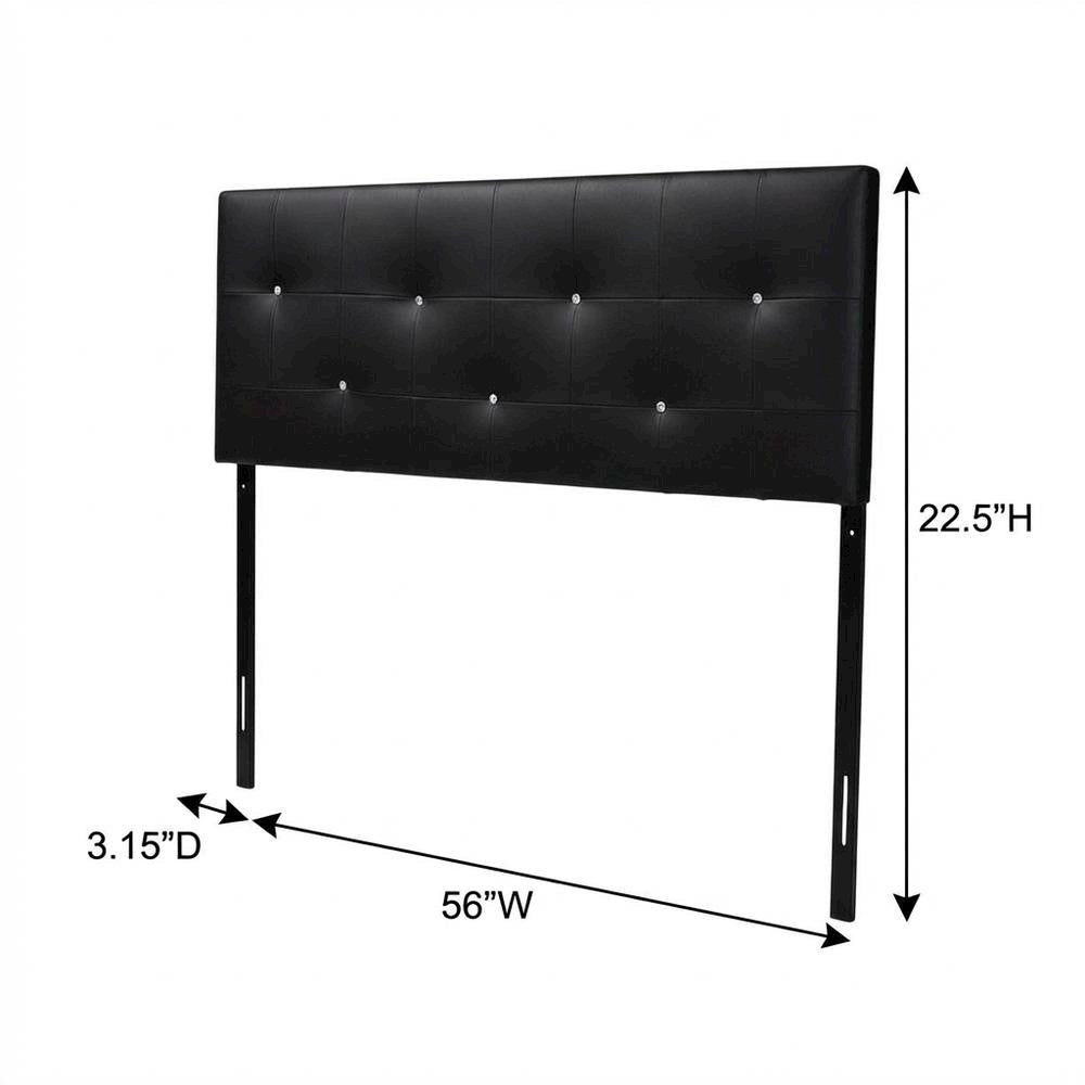 Full Black Faux Leather Headboard with PU Foam Padding and Wood Frame