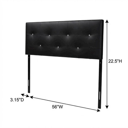 Full Black Faux Leather Headboard with PU Foam Padding and Wood Frame