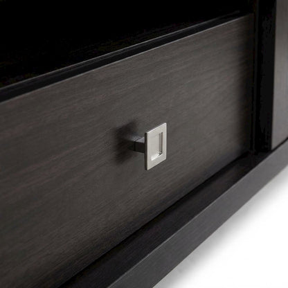 Contemporary Dark Brown TV Cabinet with Sliding Doors and Drawer