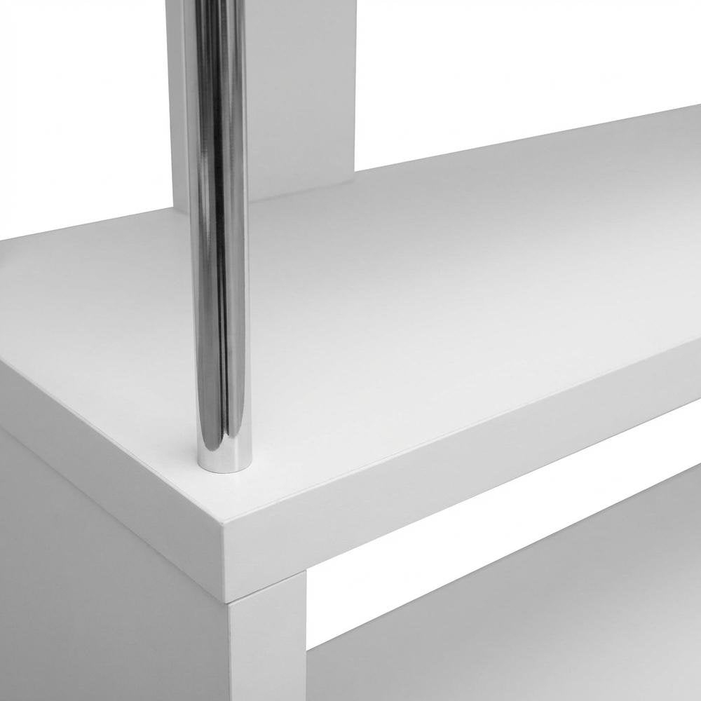 White Modern 6-Shelf Bookcase, Engineered Wood Construction, Transitional Style