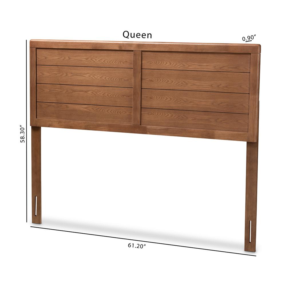 Seren Mid-Century Modern Walnut Brown Finished Wood Queen Size Headboard