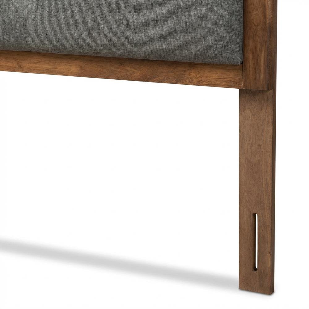 Walnut Brown Queen Headboard with Button Tufted Foam and Rubberwood Frame