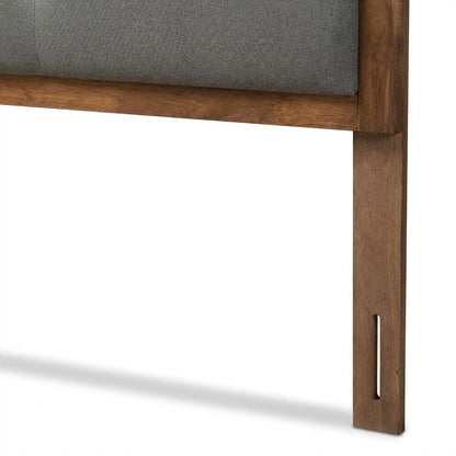 Walnut Brown Queen Headboard with Button Tufted Foam and Rubberwood Frame