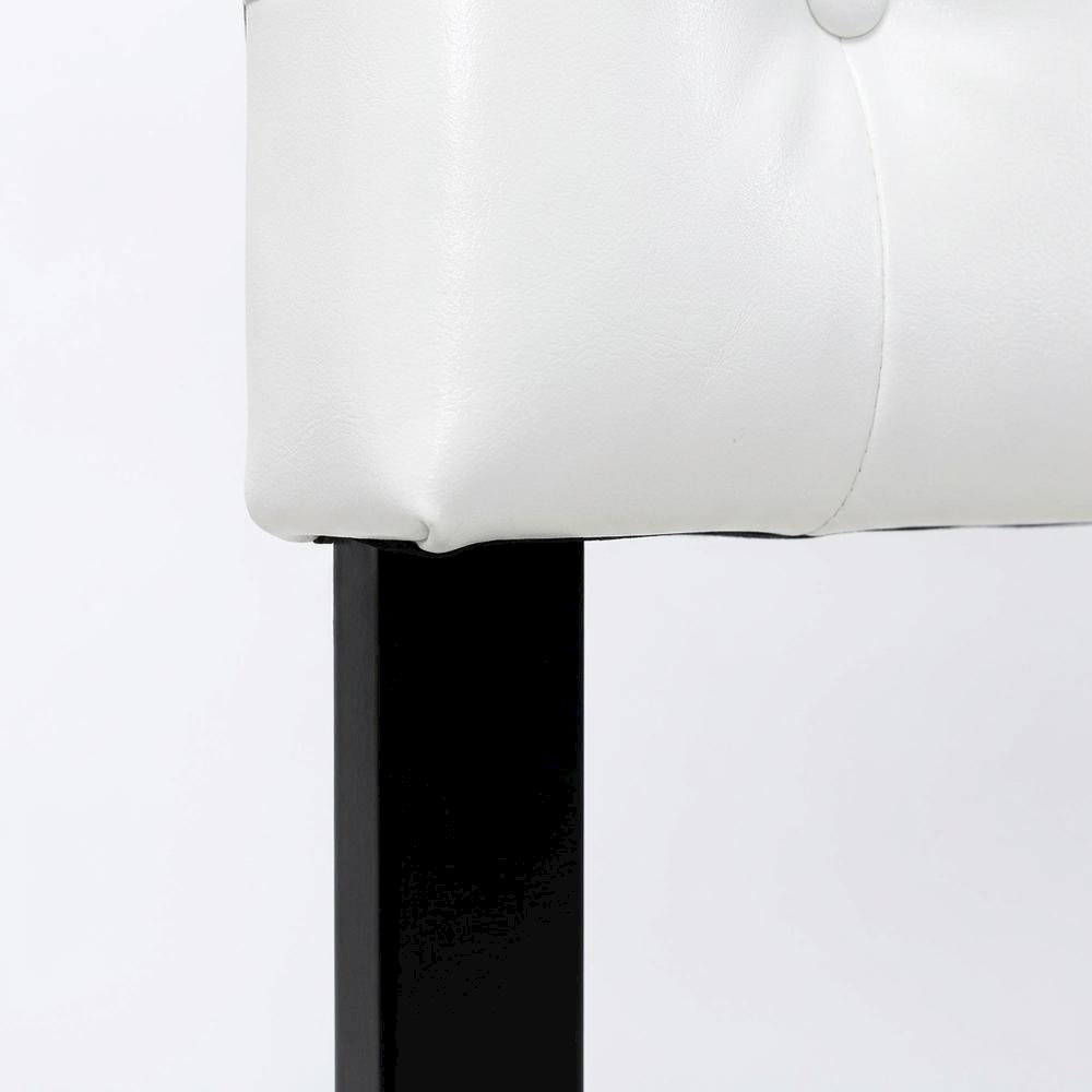 White Faux Leather Queen Headboard, Button-Tufted, Scalloped Design Hardwood