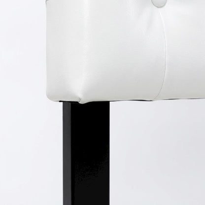 White Faux Leather Queen Headboard, Button-Tufted, Scalloped Design Hardwood