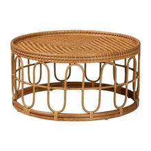 Light Honey Rattan Coffee Table with Real Plywood Top Bohemian Style