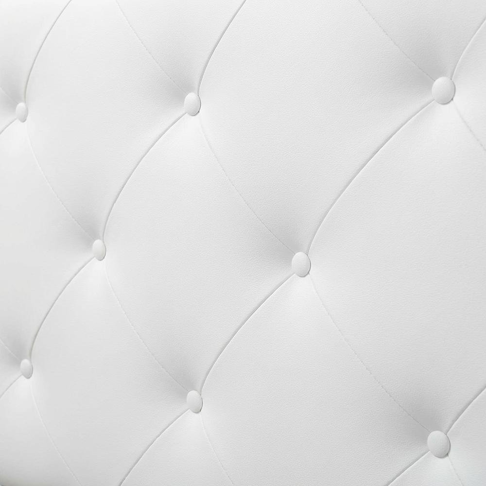 White Faux Leather Twin Headboard, Upholstered Padding, Contemporary Style