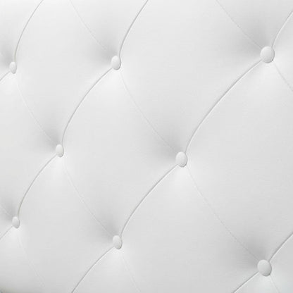 White Faux Leather Twin Headboard, Upholstered Padding, Contemporary Style