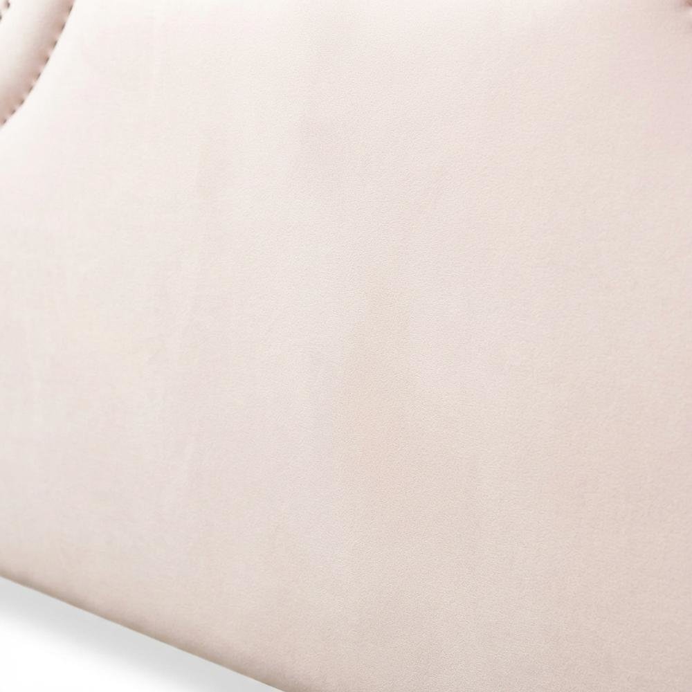 Light Pink Velvet Fabric Upholstered Queen Headboard, Foam Padding, Metal Legs