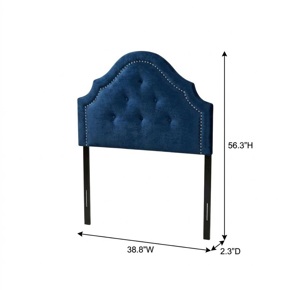 Royal Blue Velvet Twin Headboard with Button Tufting and MDF Frame