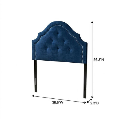 Royal Blue Velvet Twin Headboard with Button Tufting and MDF Frame