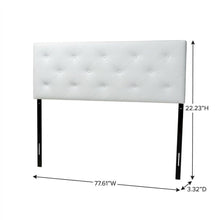 White Faux Leather King Headboard, PU Foam Padding, Wooden Frame