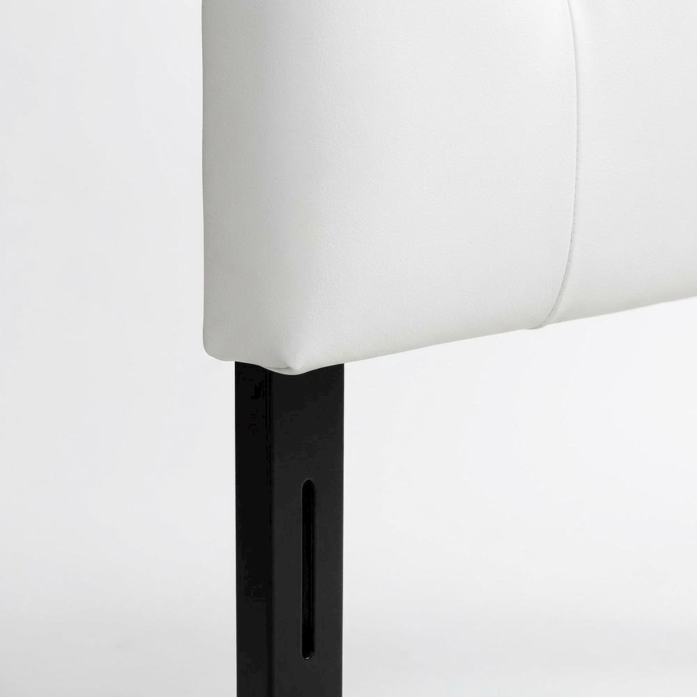White Faux Leather Headboard Full Size with PU Foam Padding and Wood Frame