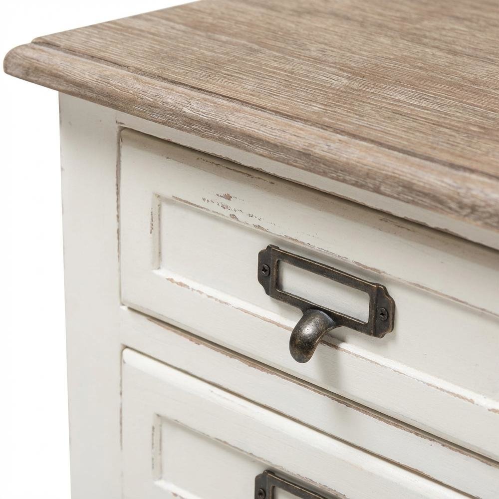 Distressed Finish Wood Nightstand in Weathered Oak, White Wash, Provincial Style