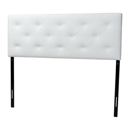 White Faux Leather Upholstered Headboard, Foam Padding, Contemporary Design