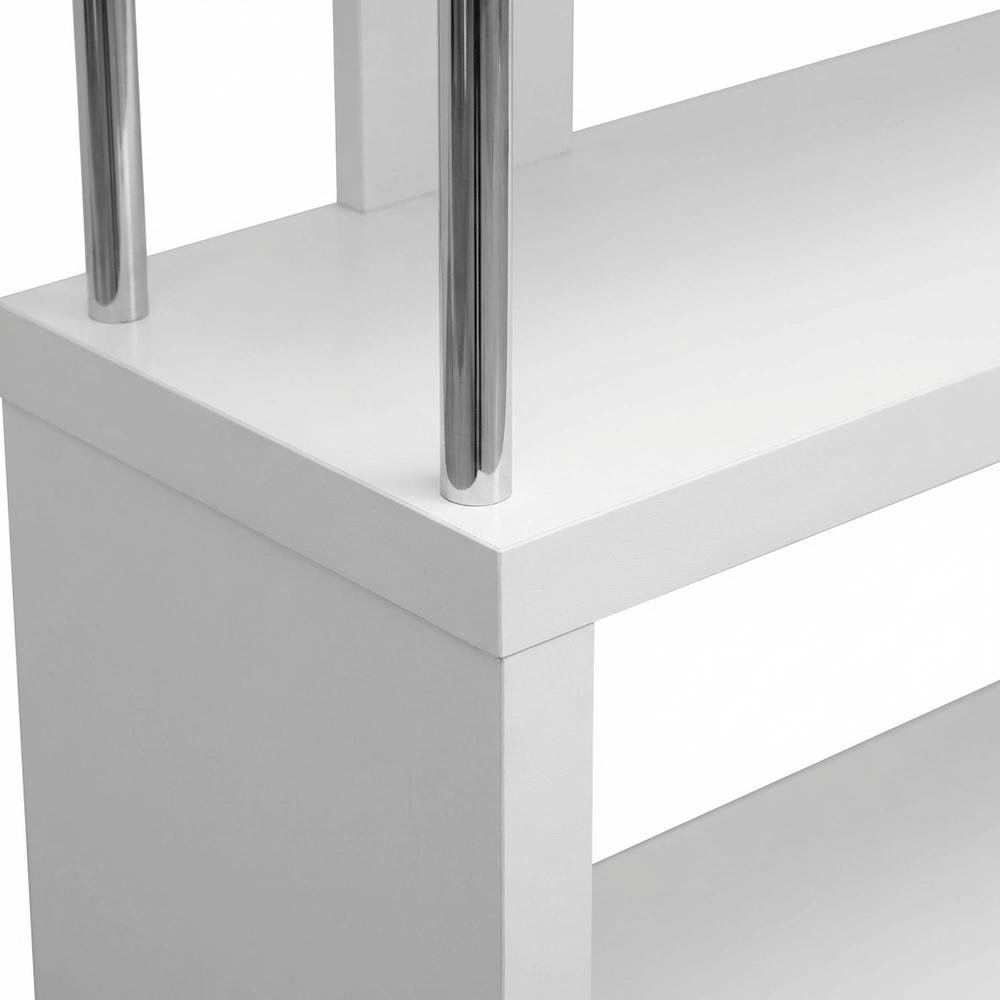 White Modern Bookcase with Three Shelves and Engineered Wood Construction