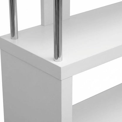 White Modern Bookcase with Three Shelves and Engineered Wood Construction