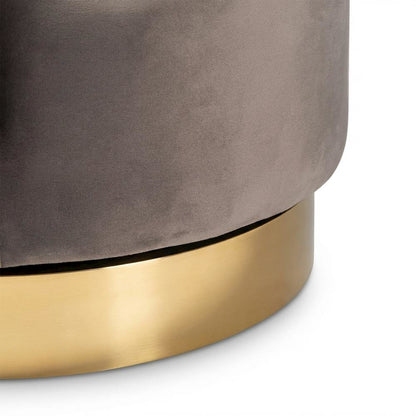 Glam Grey Velvet Accent Chair with Swivel Function and Gold Finish