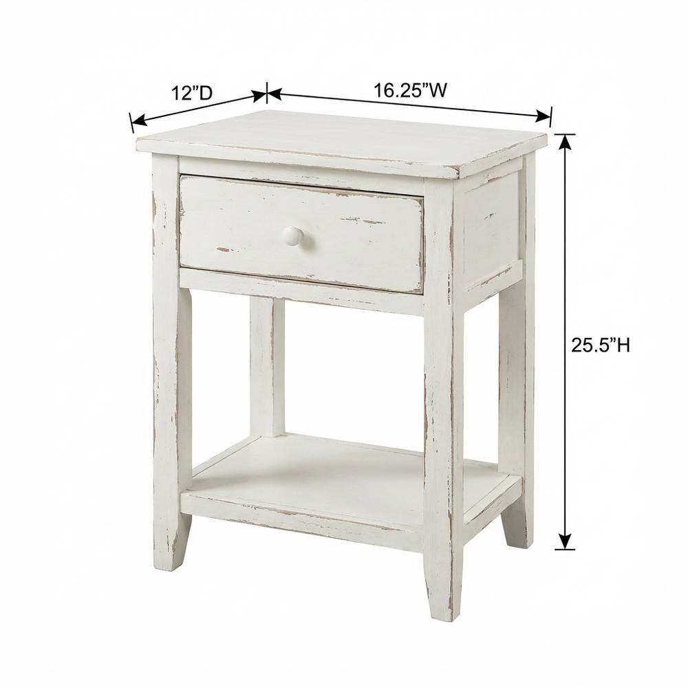 White Traditional Nightstand with Classic French Style and Compact Design