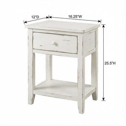 White Traditional Nightstand with Classic French Style and Compact Design