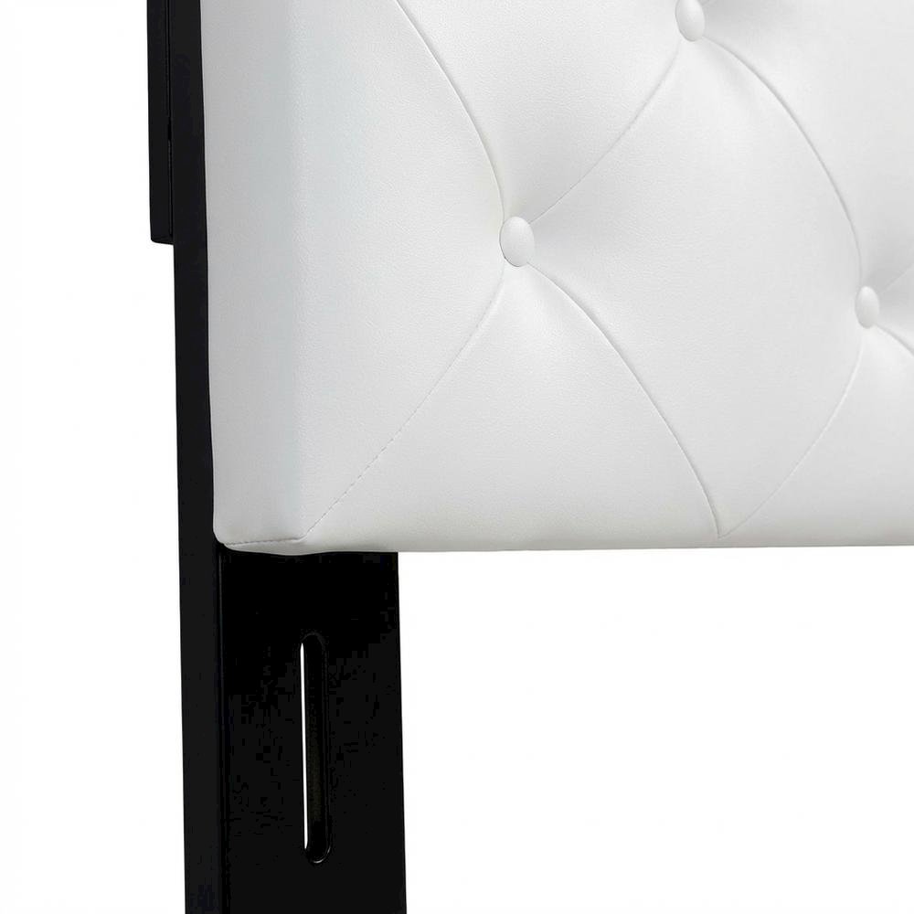 White Faux Leather Twin Headboard, Upholstered Padding, Contemporary Style