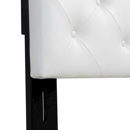 White Faux Leather Twin Headboard, Upholstered Padding, Contemporary Style