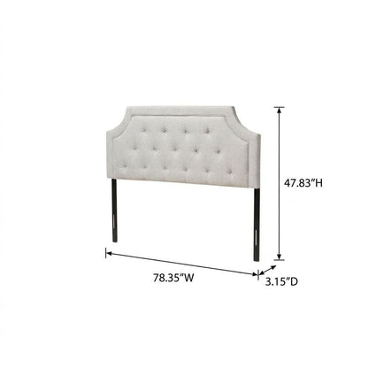 Greyish Beige Fabric King Size Headboard with Foam Padding and Durable LVL Frame