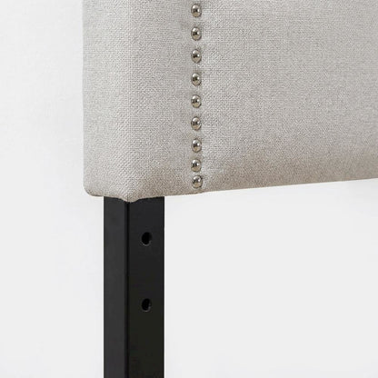 Grayish Beige Fabric Full Size Headboard with Foam Padding and MDF Frame