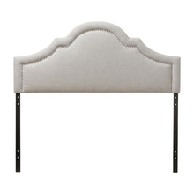 Grayish Beige Fabric Full Size Headboard with Foam Padding and MDF Frame