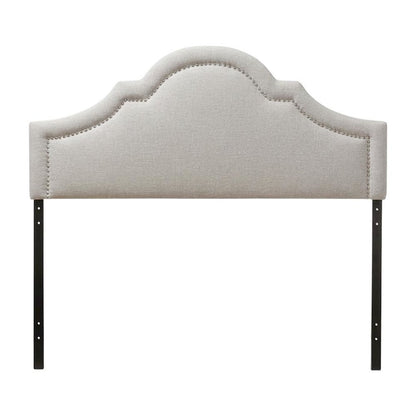 Grayish Beige Fabric Full Size Headboard with Foam Padding and MDF Frame