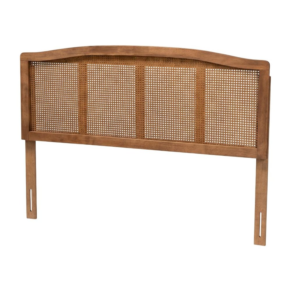 Brown Rubberwood Headboard Full Size, Synthetic Rattan Panel, Modern Design