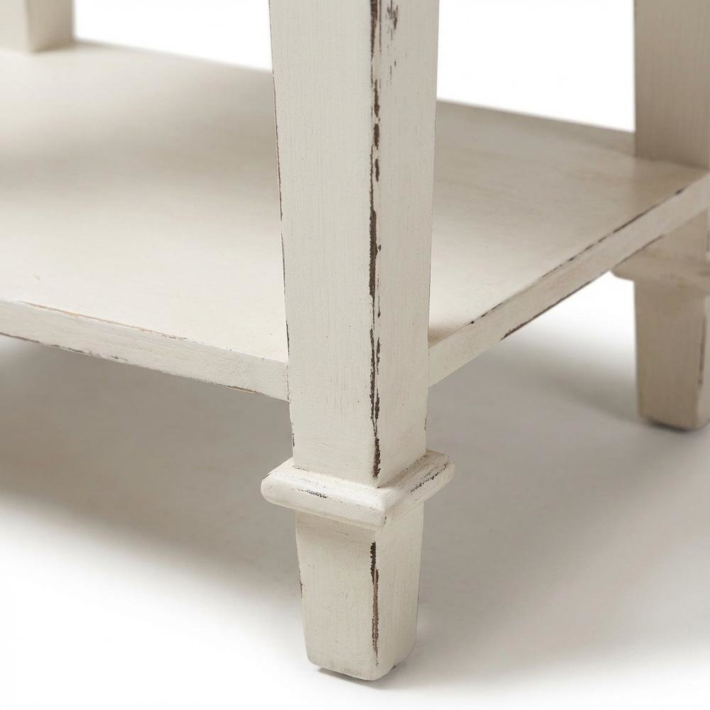 Distressed Finish Wood Nightstand in Weathered Oak, White Wash, Provincial Style