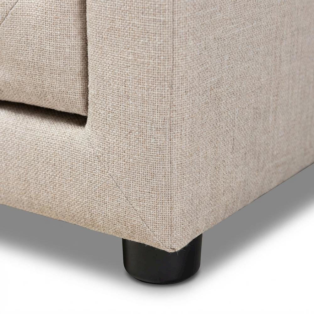 Light Beige Fabric Upholstered Nightstand with Wood Frame and Button Tufting
