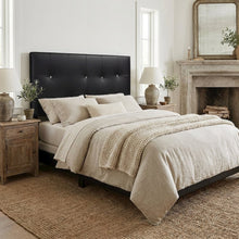 Full Black Faux Leather Headboard with PU Foam Padding and Wood Frame