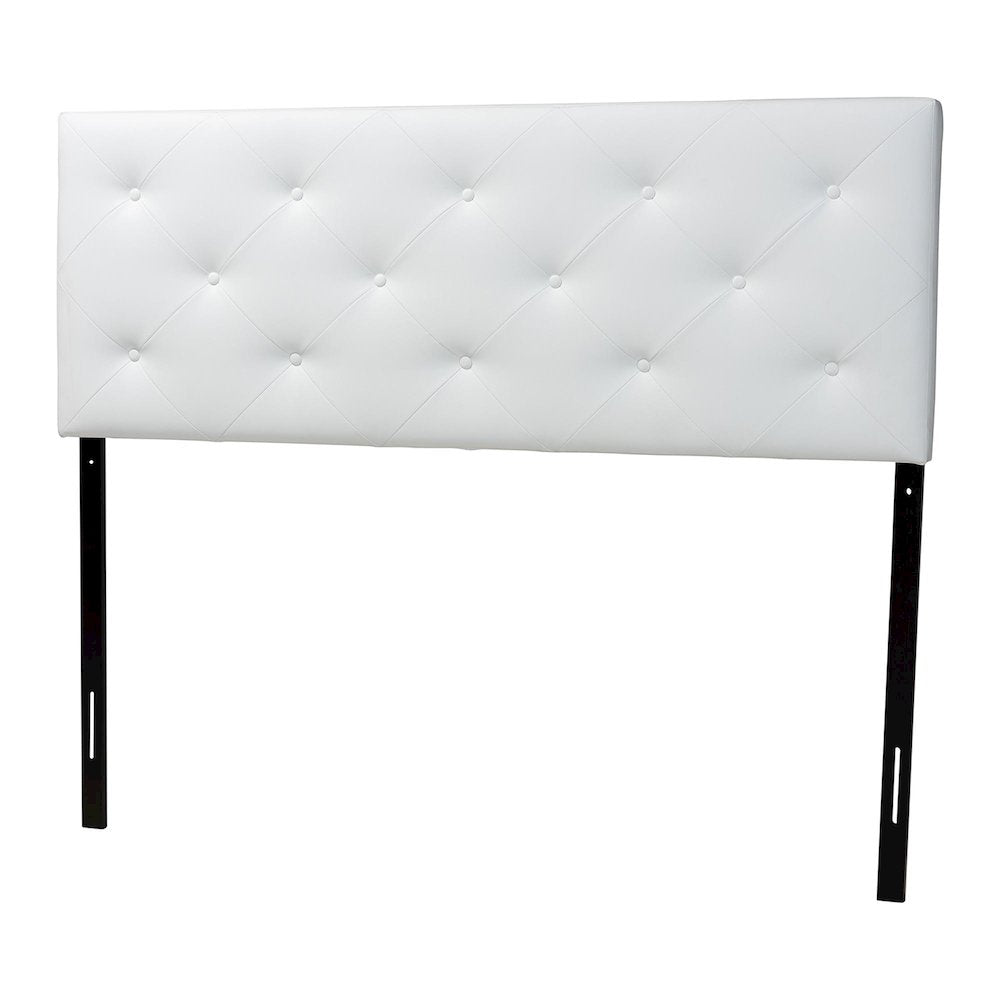 Baltimore Modern and Contemporary King White Faux Leather Upholstered Headboard