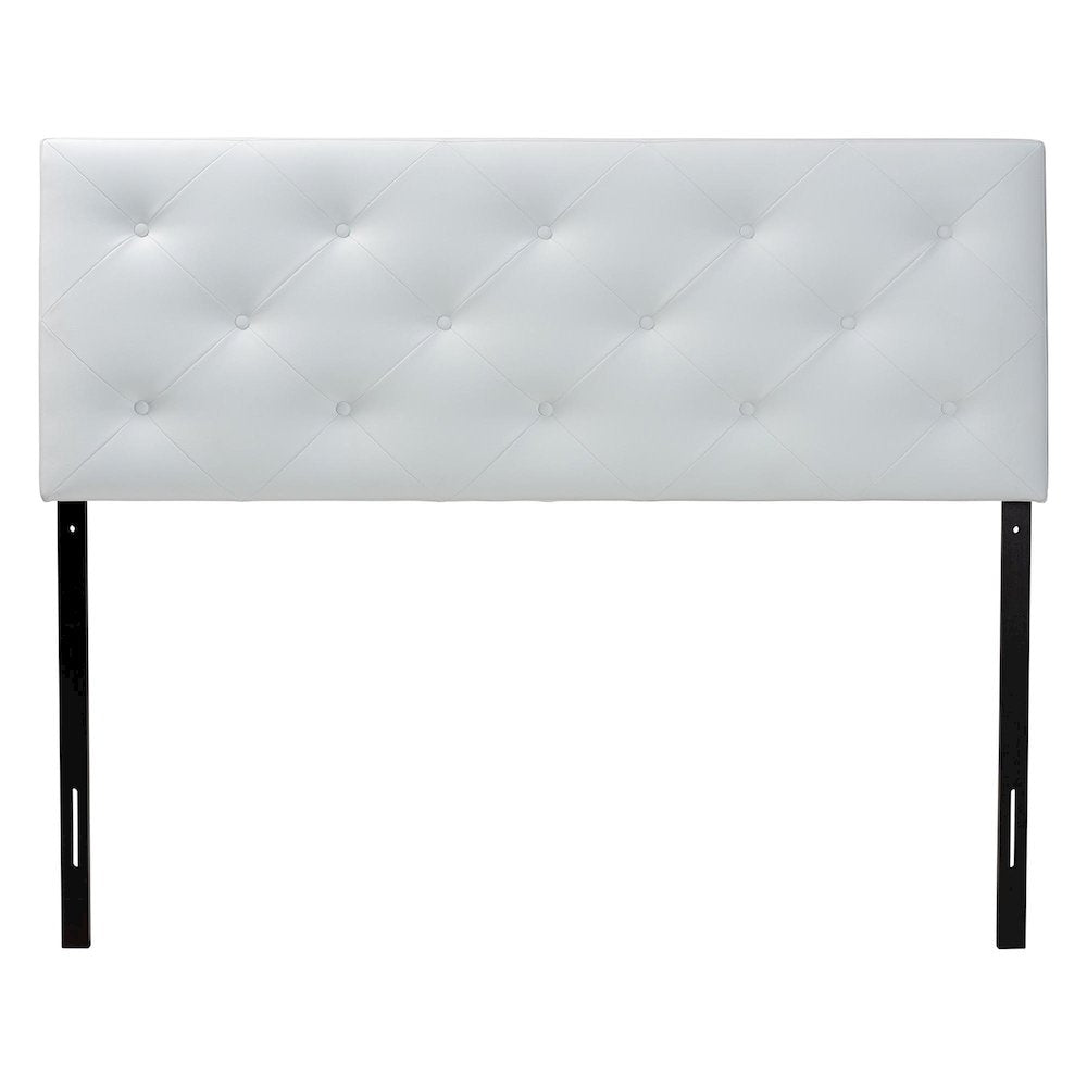 Baltimore Modern and Contemporary King White Faux Leather Upholstered Headboard