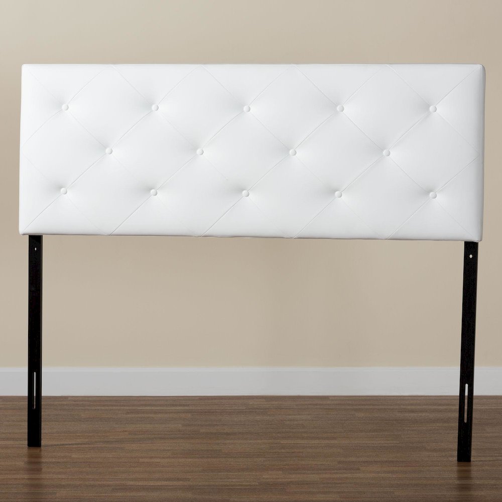 Baltimore Modern and Contemporary King White Faux Leather Upholstered Headboard
